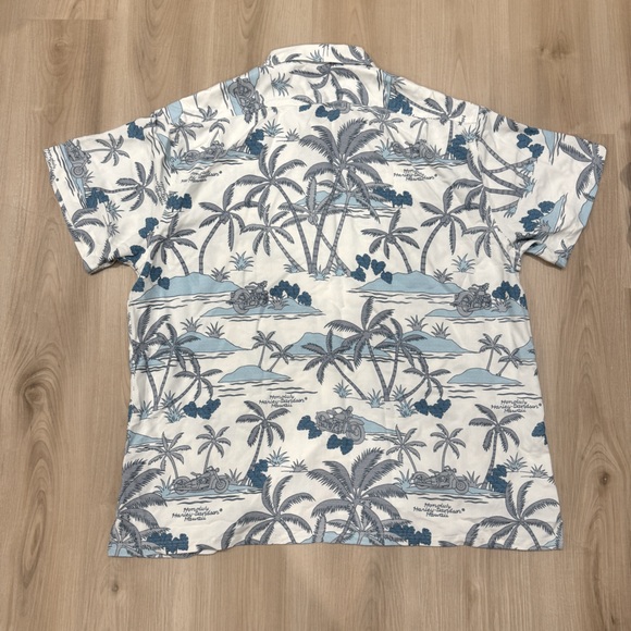 Men’s 3XL short sleeve button down Harley Davidson shirt with Hawaiian theme - Picture 2 of 7